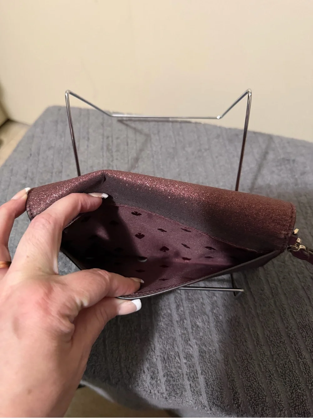 kate spade Glitter Convertible Wristlet in Plum